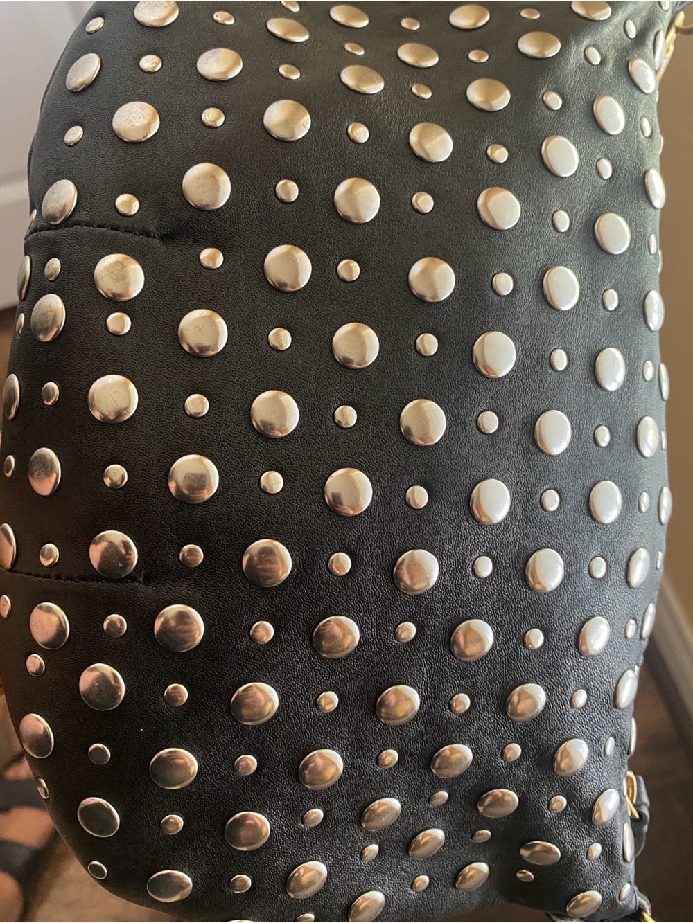 Clare V Black Leather Studded Petite Moyen Shoulder Bag with Silver Studs - Picture 14 of 16